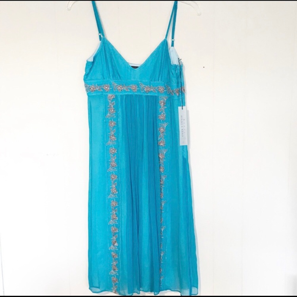 SOLD NWT Maria Bianca Nero Babydoll Dress wSilk Overlay